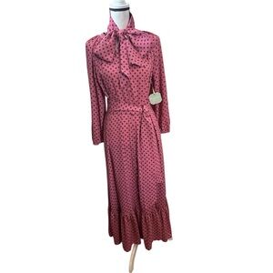 Ryegrass mauve Polka Dot pink Midi  vintage style women Dress Size Medium